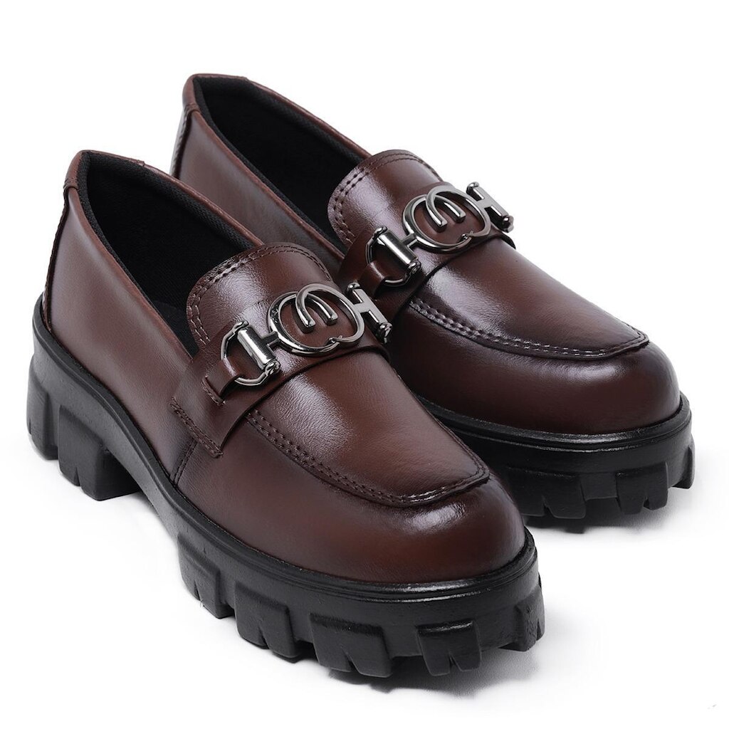 Mocassim Feminino Couro Confort Sola Tratorada Moderno