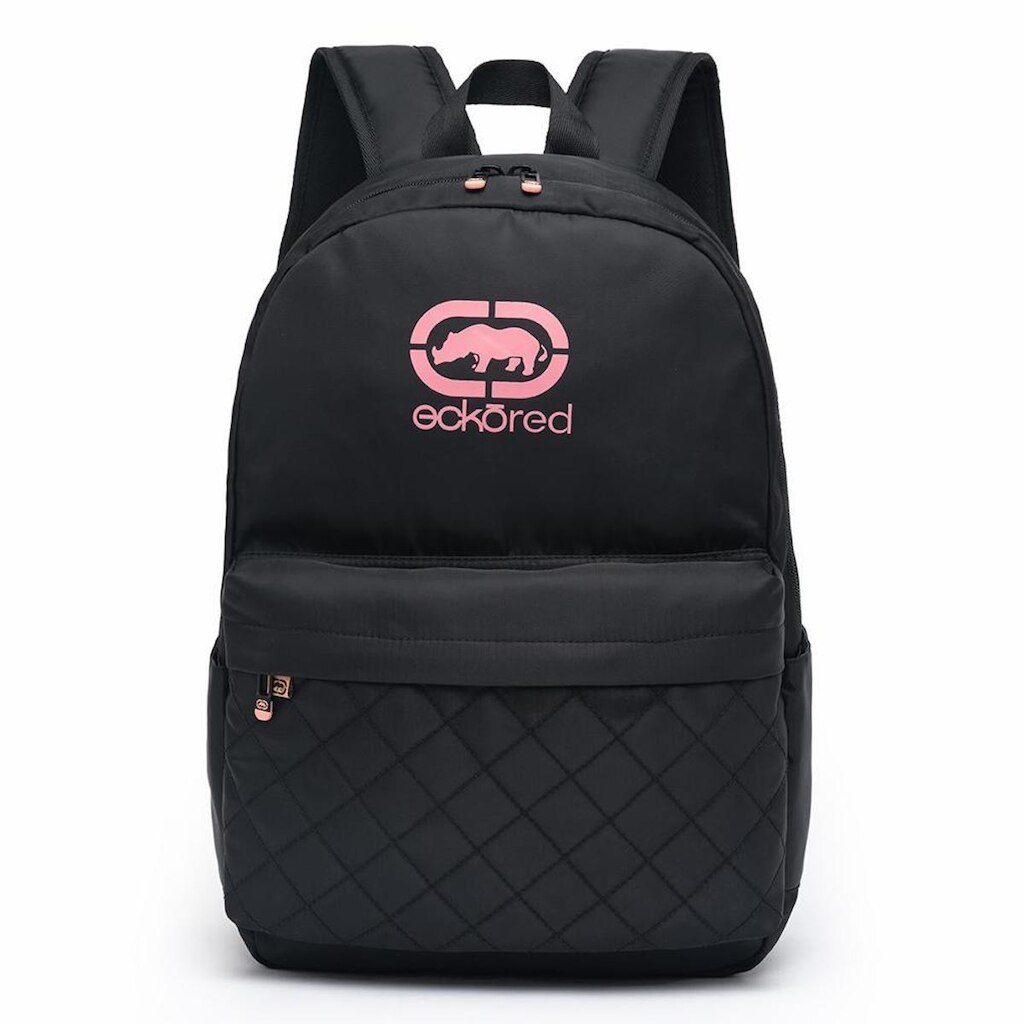 Mochila Bolsa Moda Feminina Moderna Reforçada Preta C/ Rosa