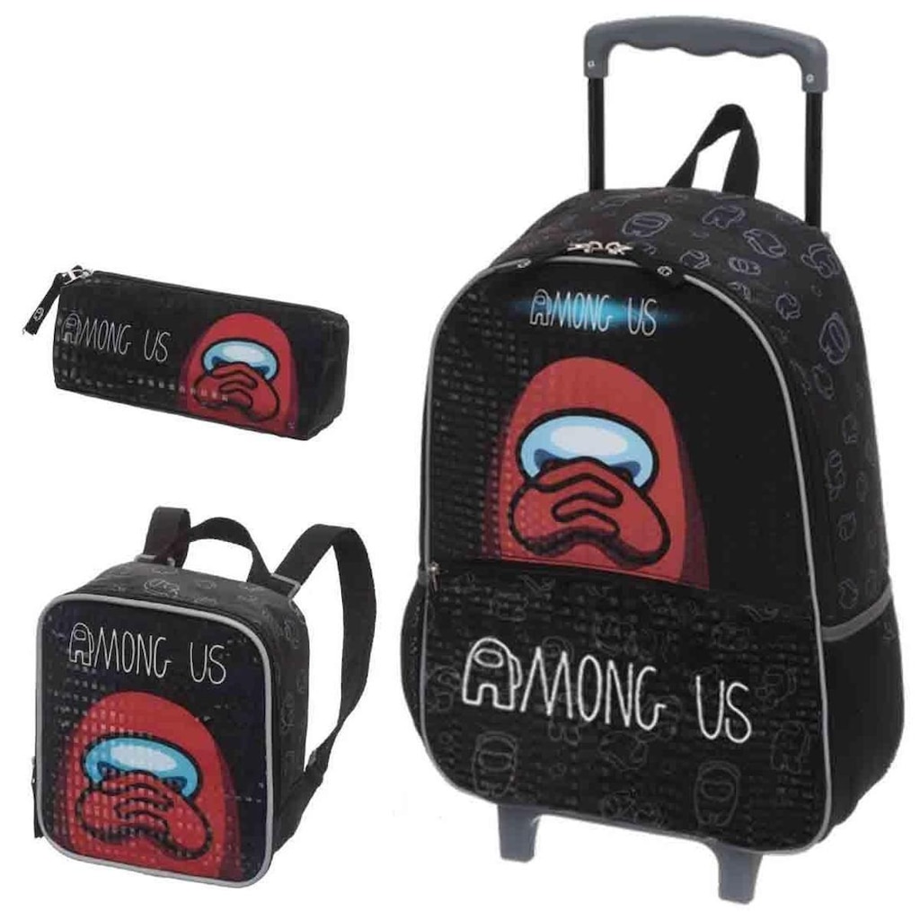 Mochila Infantil Rodinhas Among US Suspicious com Lancheira e Estojo
