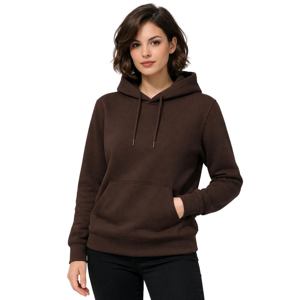 Moletom Feminino Blusa de Frio Liso Com Capuz E Bolso Canguru Relaxado