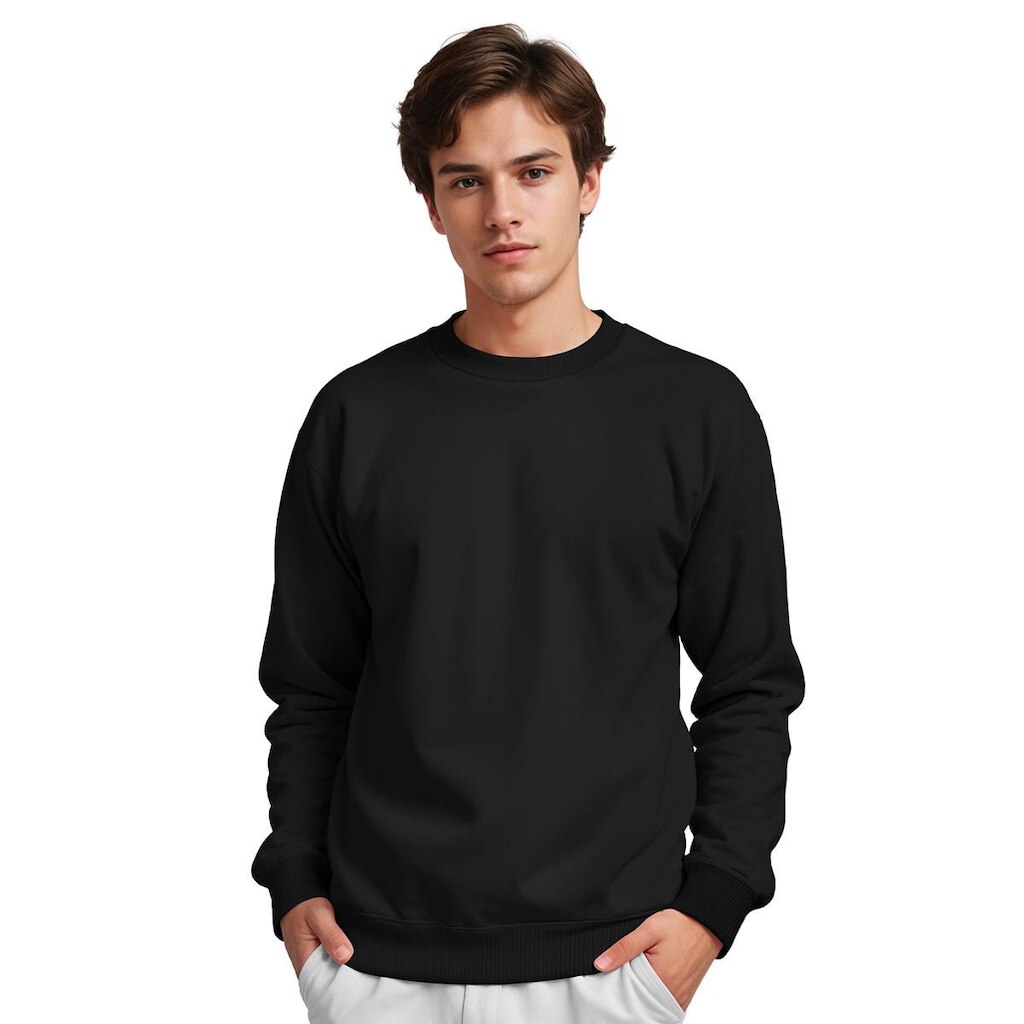 Moletom Gola Careca Masculino Algodão Liso Casual Inverno