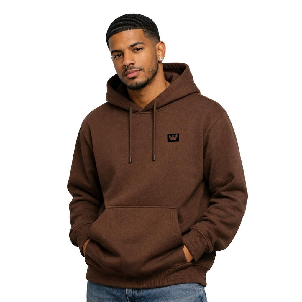 Moletom Masculino Canguru com Capuz Flanelado Estampado Relaxado Casual Inverno Confortável