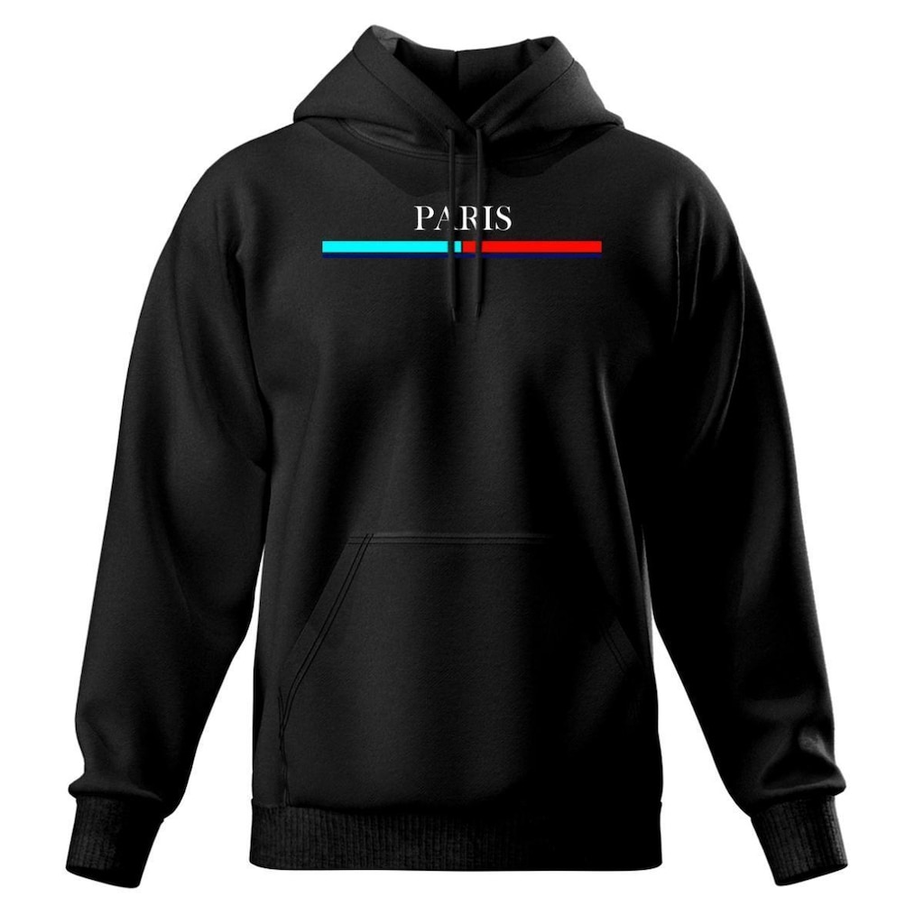 Moletom Modelo Canguru Com Capuz Masculino e Feminino Paris Inverno