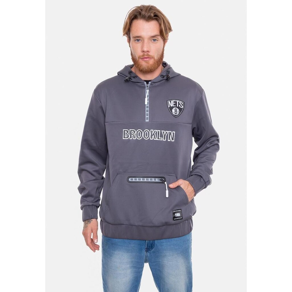 Moletom NBA Canguru Neop Fechado Brooklyn Nets Masculino