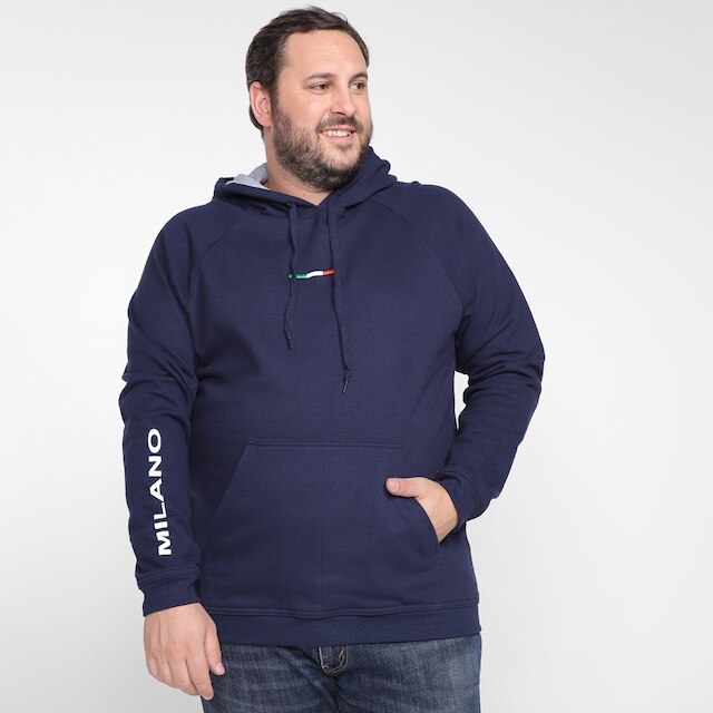 Moletom Plus Size Industrie Milano Capuz Masculino - Marinho Menor preço em Moletom Plus Size Industrie Milano Capuz Masculino - Marinho