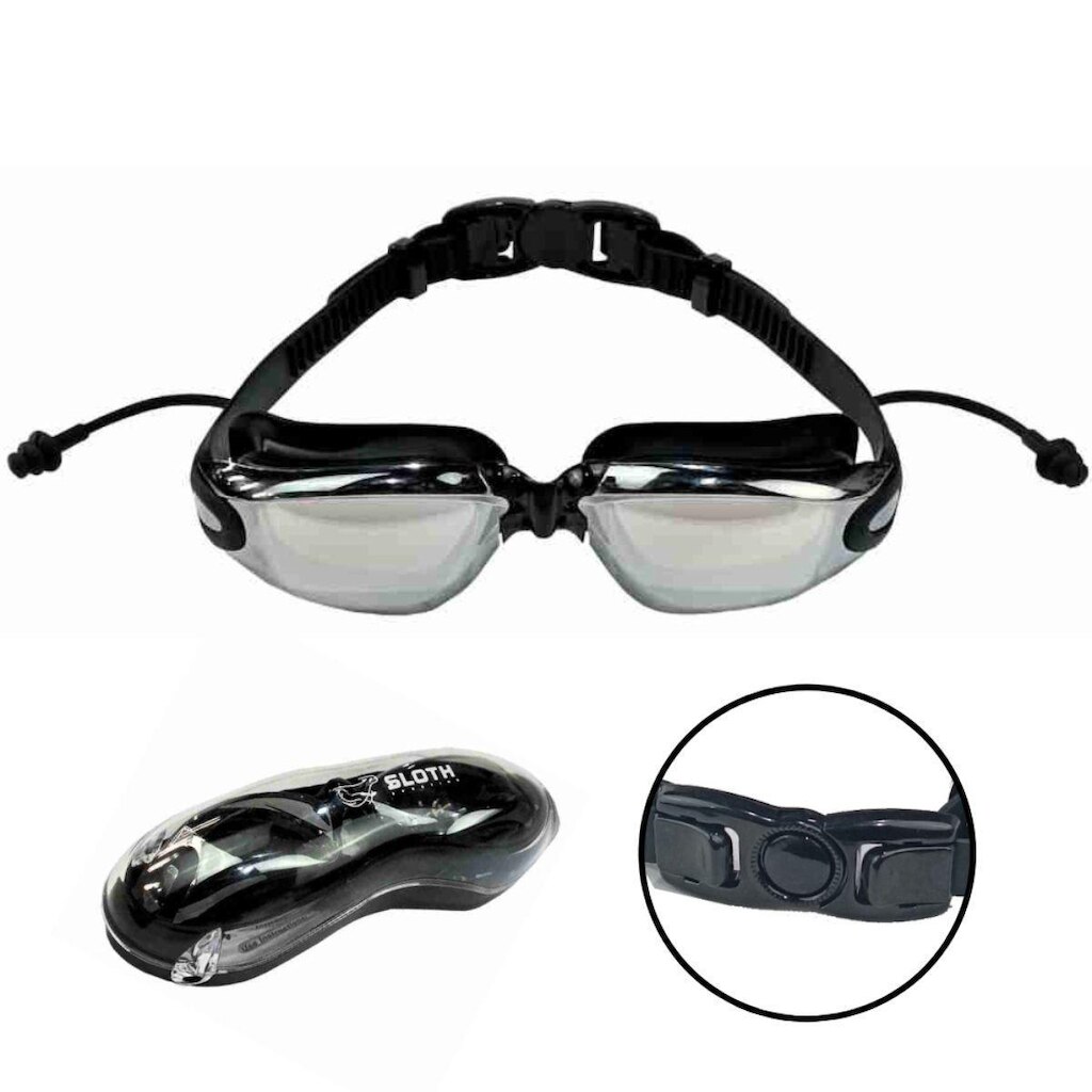 Óculos de Natação Sloth Aquatech Antiembaçante Uv Mirror Com Protetor