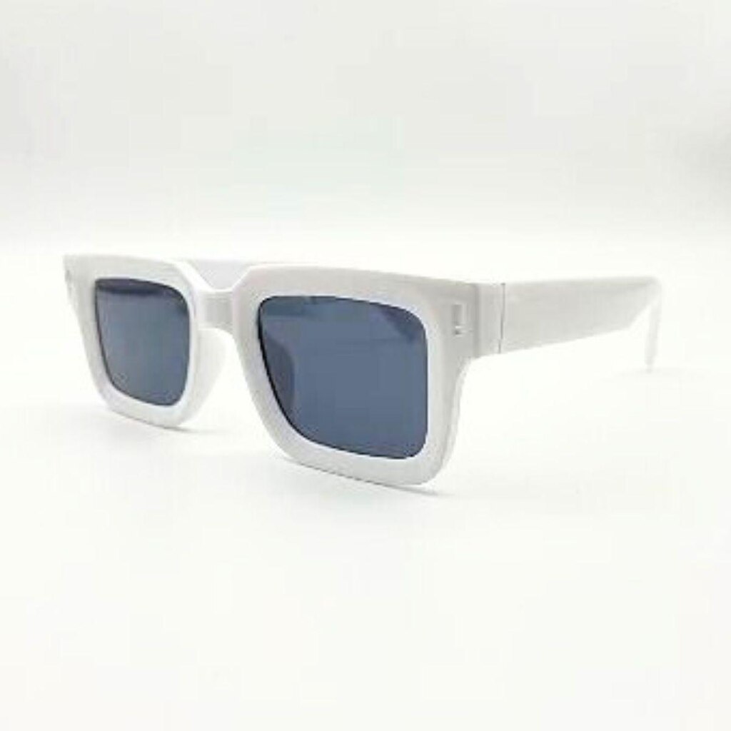 Óculos de Sol HD DOM Design Quadrado, Armação Branca e Bordas Largas para um Look Impecável