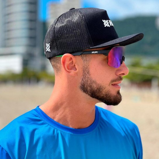 Óculos Esportivo Hupi Huez Preto e Verde Fosco Lente Verde Espelhado