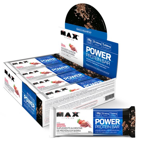 Power Protein Bar Max Titanium - 8 Un De 90g Menor preço em Power Protein Bar Max Titanium - 8 Un De 90g