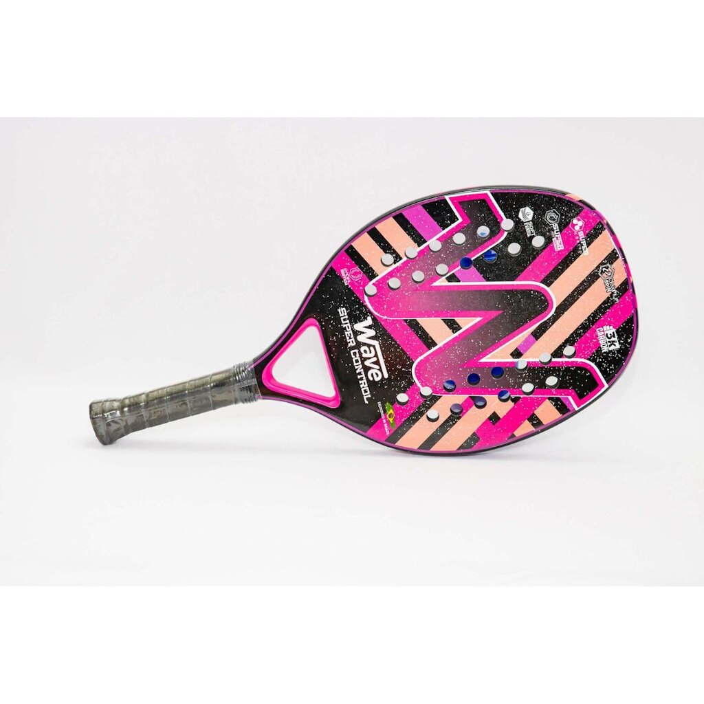 Raquete de Beach Tennis Super Control 3K Rosa e Preto - Wave