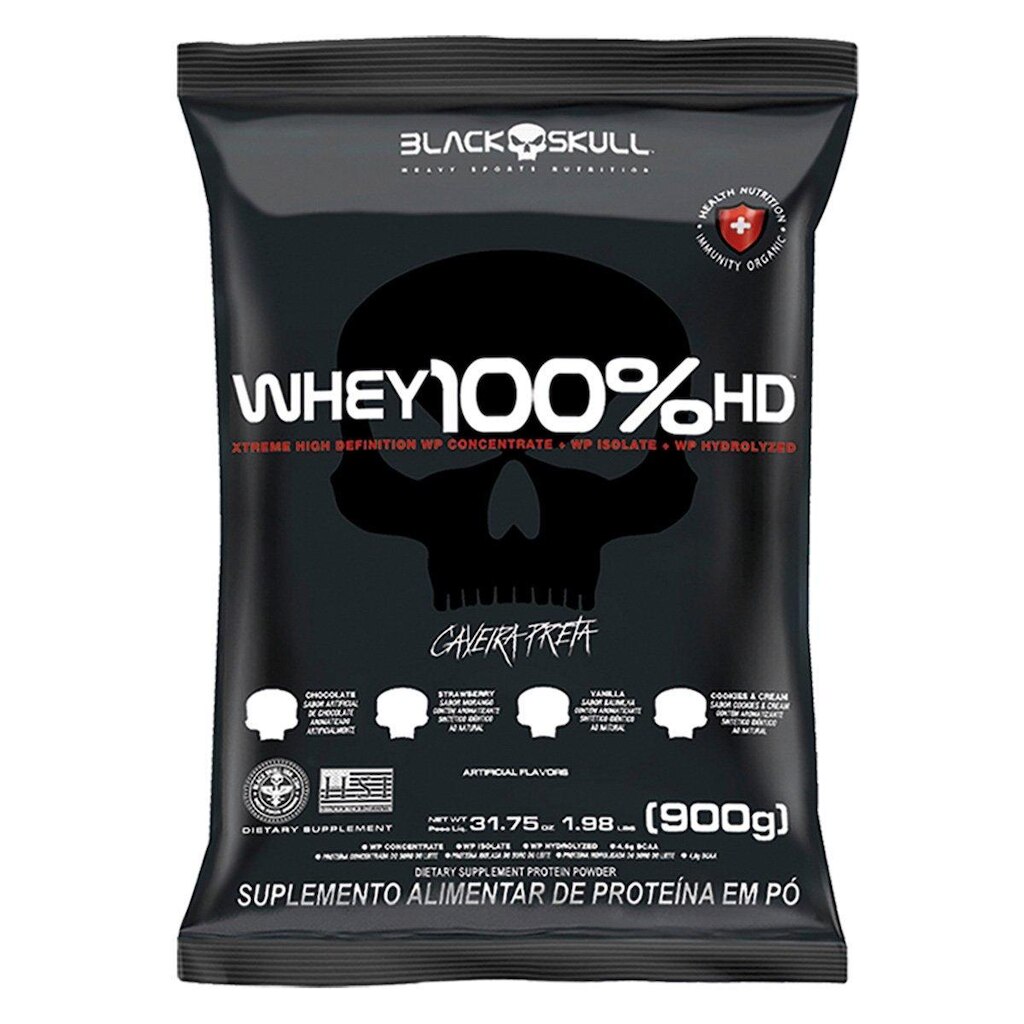 Refil Whey 100% HD Black Skull 900g