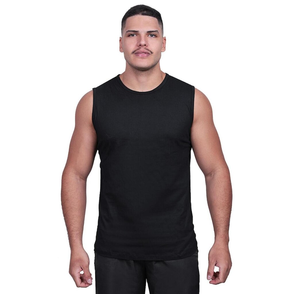 Regata Masculina Academia Algodão Lisa Básica Preta Branca Casual Verão