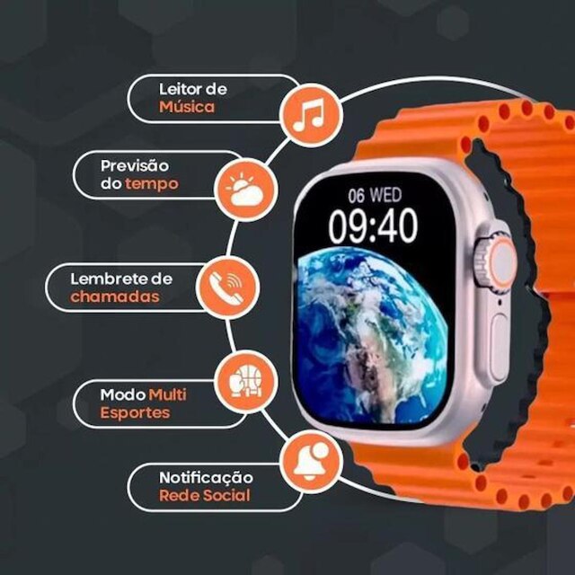 Relógio Smartwatch Ultra 9 Plus 49mm Lançamento 2024 Nfc Amoled Gps Original - Microwear Cor: