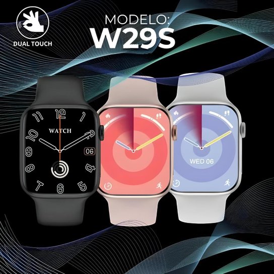 Relógio Smartwatch W29s Kit C/Pulseira e Pelicula Extra Original Android iOS Microwear Gps Nfc Nf