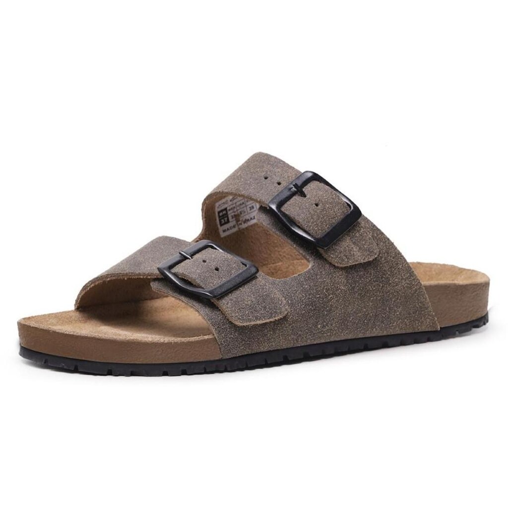 Sandalia Papete Couro Fivela de Metal Com Regulagem Moderna Calce Facil Confortavel