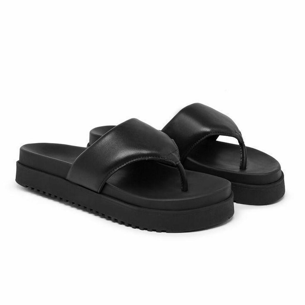 Sandália Papete Feminina Dedo Tiras Grossa Acolchoado Flatform Confortável