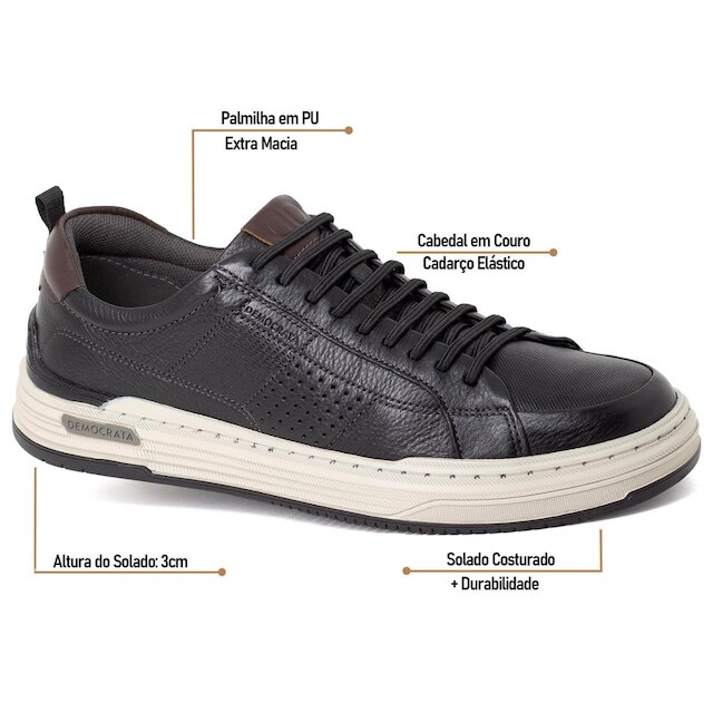Sapatênis Democrata Masculino Denim Mike Couro