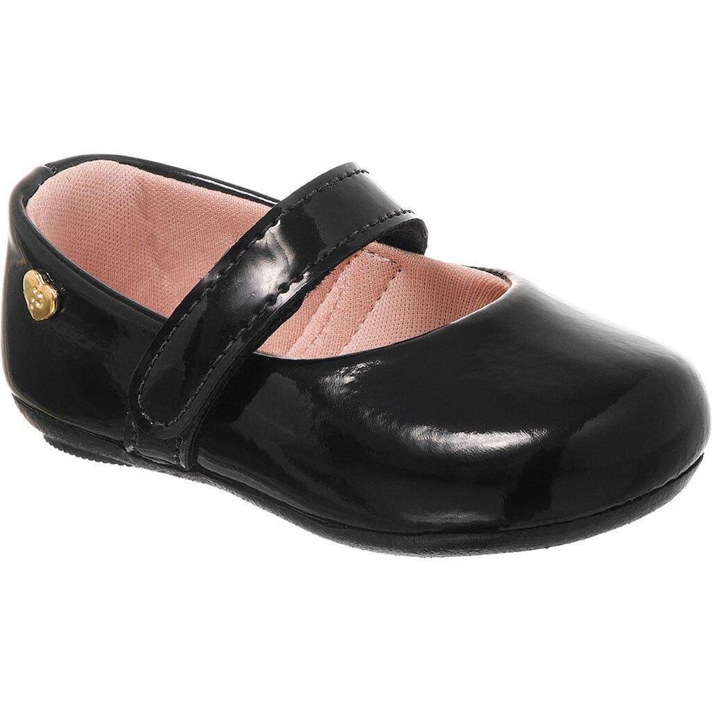 Sapatilha Bebê Batizado Veniz Velcro Macia Confortável