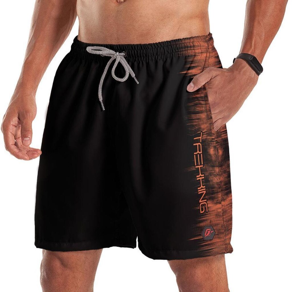 Short Bermuda Trekking Tecnodots Preto Laranja