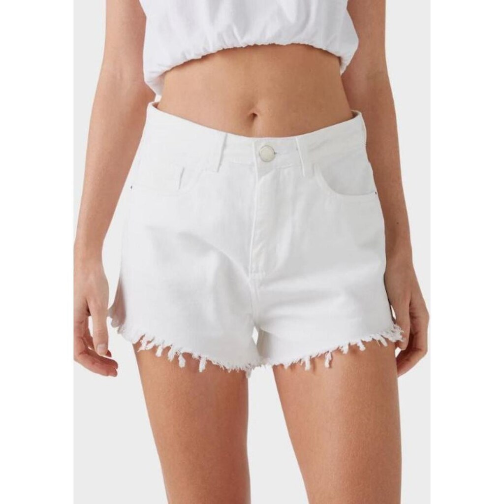 Short Sarja Branco Feminina Adulto