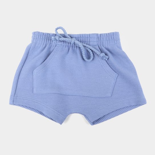 Shorts Bebê Hering Bolso Canguru Básico Masculino - Azul Escuro