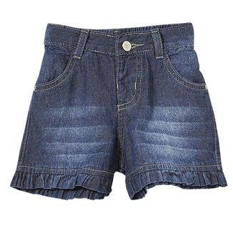 Shorts Bebê Look Jeans Marmorizado Jeans Feminino