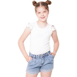 Shorts Infantil Jeans Mom Feminino Básico