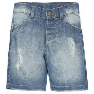 Shorts Infantil Look Jeans Básico Jeans - UNICA - 3P