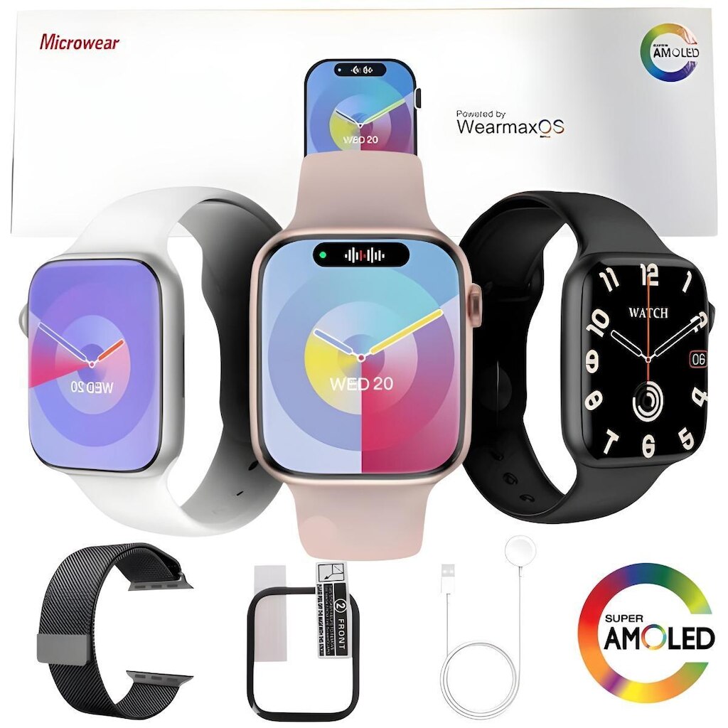 Smart Watch Relógio Inteligente W99+ Tela 45mm Super Amoled Nfc Chat Gpt Android iOS Original Nf