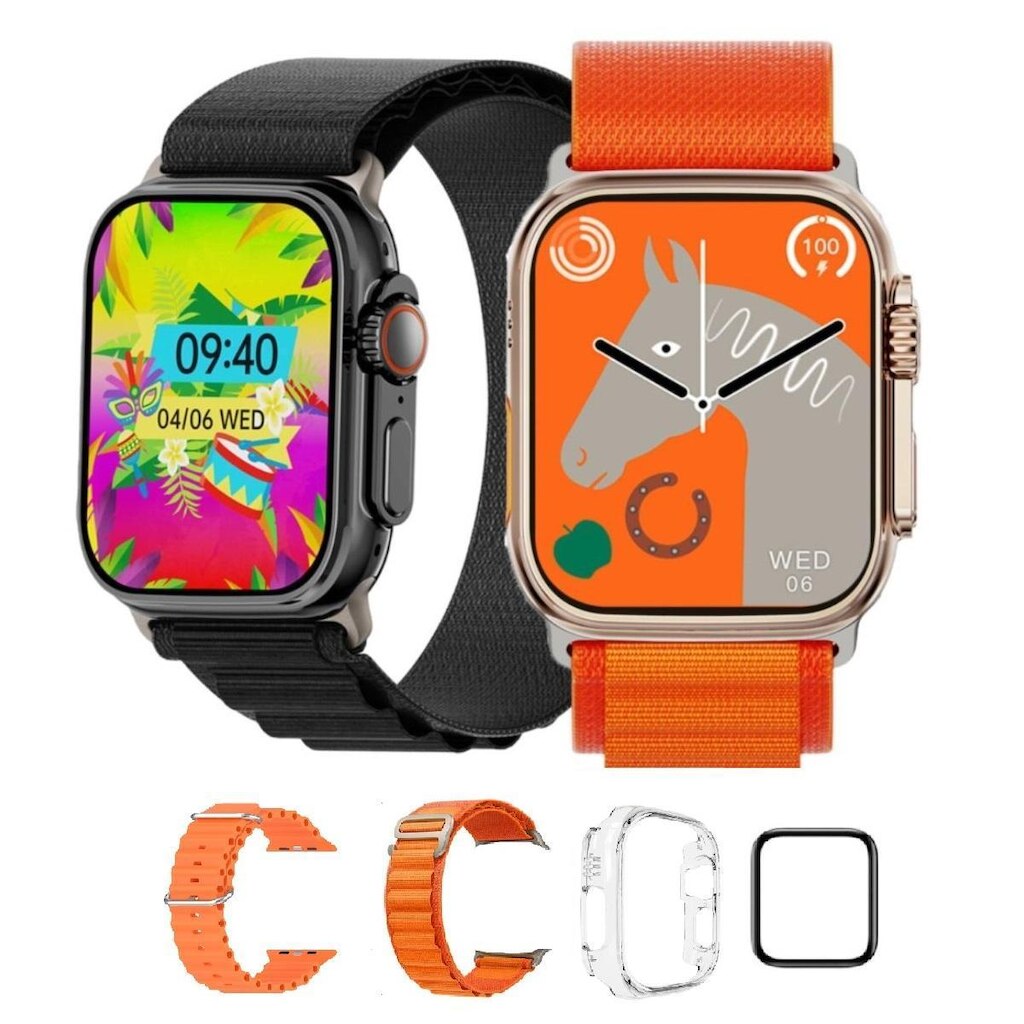 Smartwatch Serie 9 W69 Ultra Mini Relogio Inteligente C/2 Pulseiras Case Android iOS Bluetooth Nf