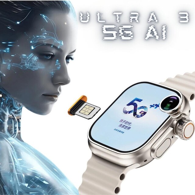 Smartwatch Ultra 3 Ai Chip 5g Câmera 16gb Kit 4 Pulseiras Relogio Inteligente Lançamento