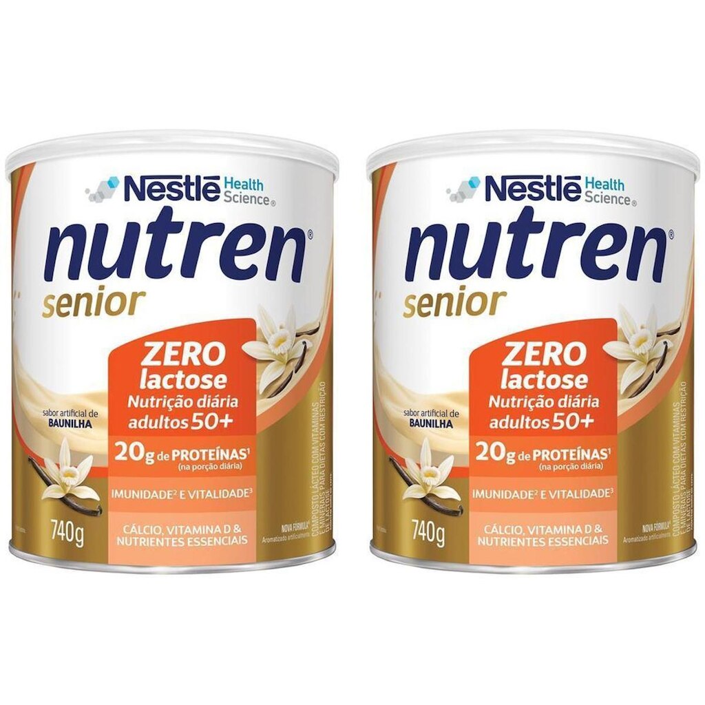 Suplemento Alimentar Adulto Nutren Sênior Zero Açúcar sem Lactose 740g 2 Unidades