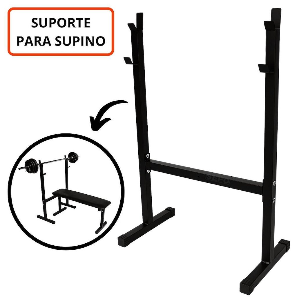 Suporte Cavalete de Descanso para Barras de Supino, Agachamento e Rosca