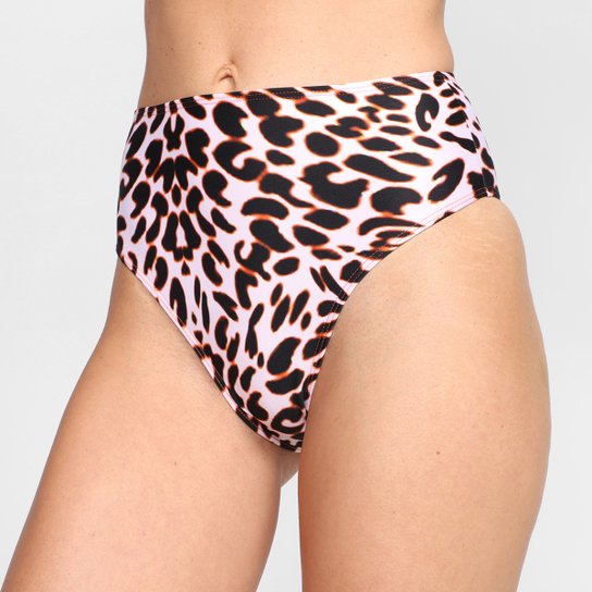 Tanga Água Doce Animal Print Cintura Alta Feminina - Laranja
