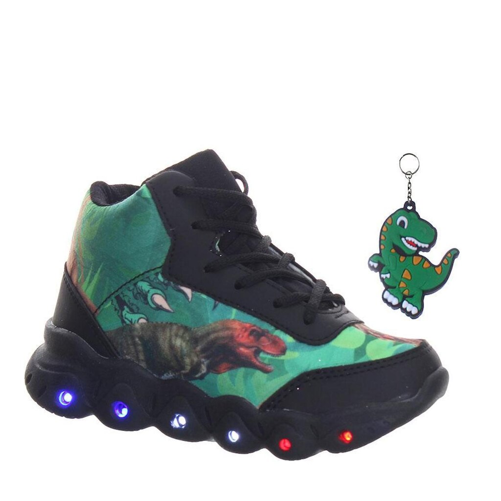 Tenis botinha com luz de led dinossauro infantil masculino meninos