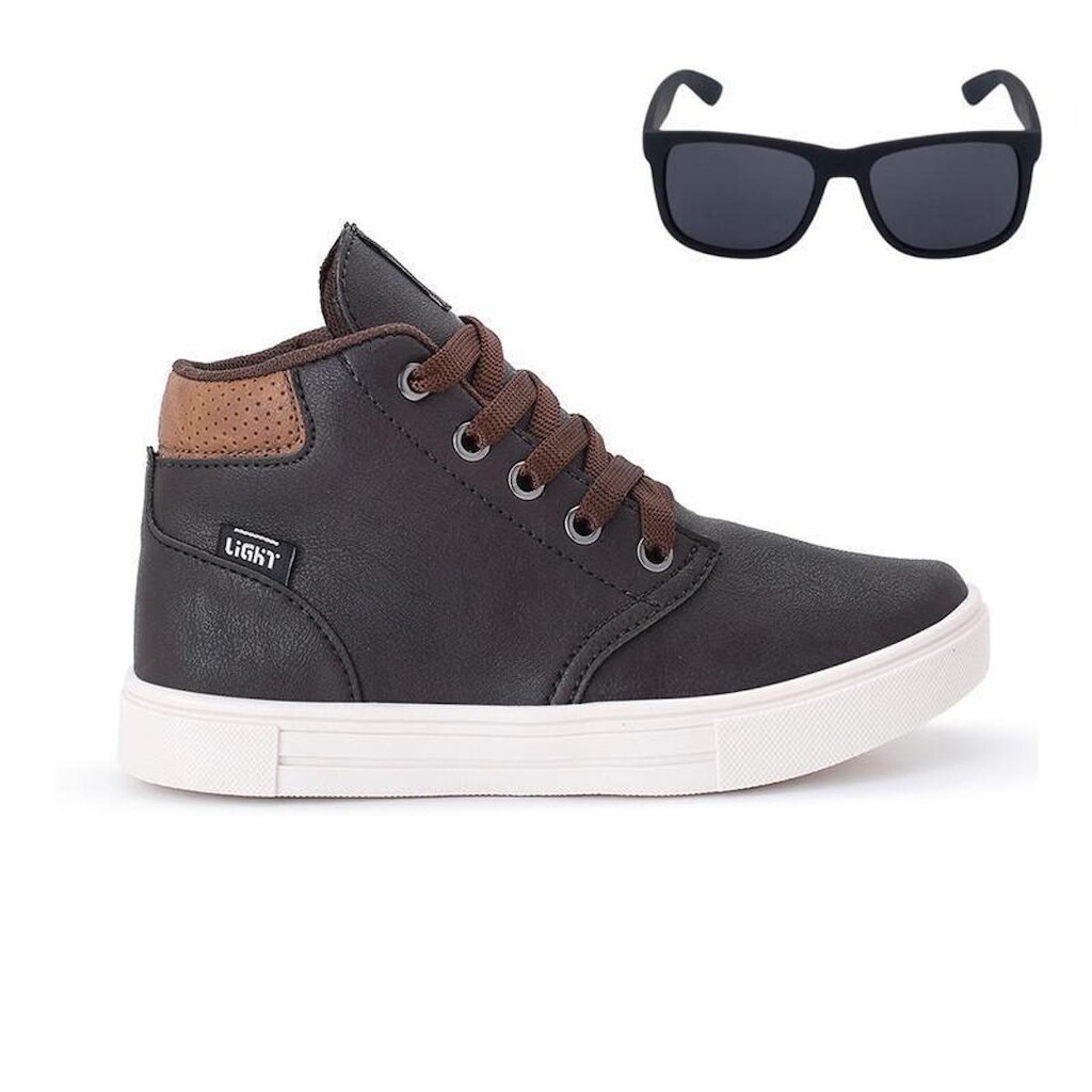 Tênis Botinha Infantil Masculino Casual Cano Alto Confortavel + Oculos