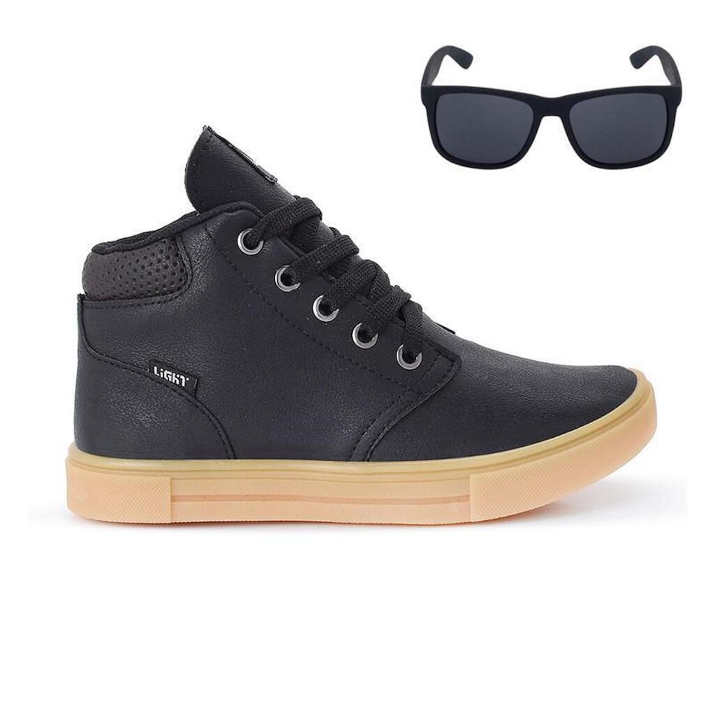 Tênis Botinha Infantil Masculino Casual Cano Alto Confortavel + Oculos