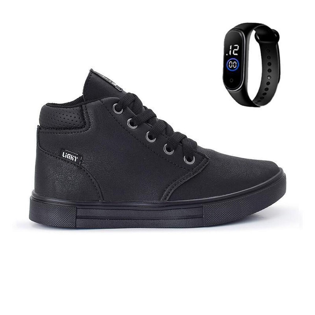 Tênis Botinha Infantil Masculino Casual Cano Alto Confortavel + Relogio