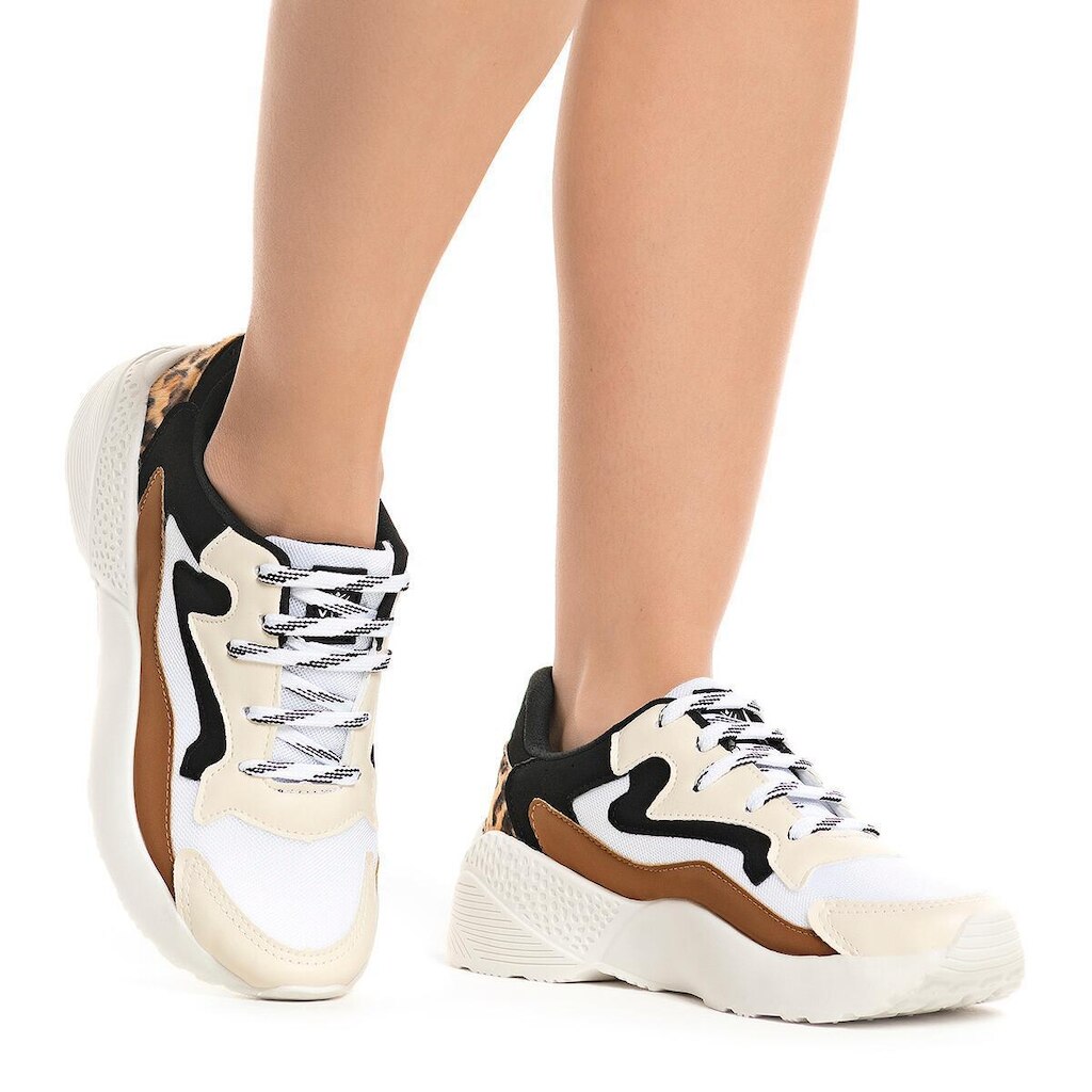 Tênis Casual Feminino Branco Caminhada Chunk Vili