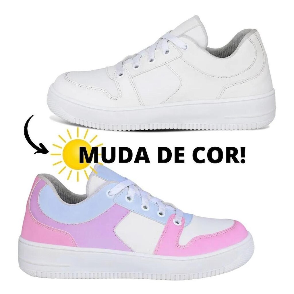 Tênis Casual Feminino Muda De Cor No Sol Uv Conforto