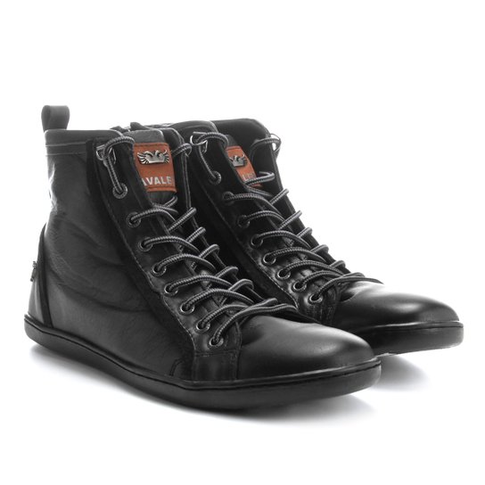 Tênis Couro Cano Alto Cavalera Masculino - Preto