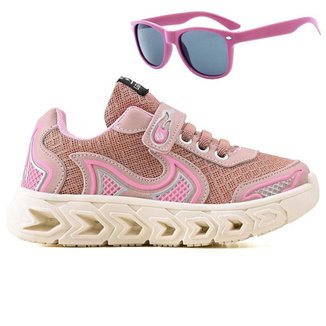 Tenis Infantil Casual Jogger Meninas Escolar Basico + Oculos