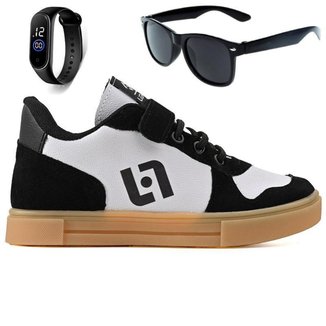 Tenis Infantil Casual Sapatenis Homem Mulher Street Calce Facil + Oculos Relogio