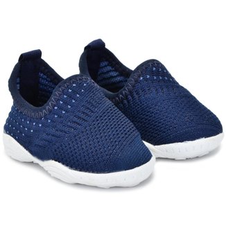 Tênis Infantil Comfort Calce Fácil Tecido Azul Marinho