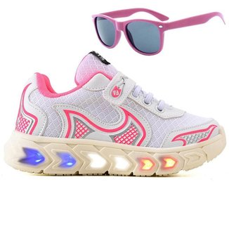 Tenis Infantil De Led Casual Jogger Meninas Escolar Basico + Oculos