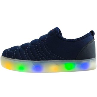Tênis Luzinha Led Calce Fácil Infantil Masculino Marinho - Club Happy