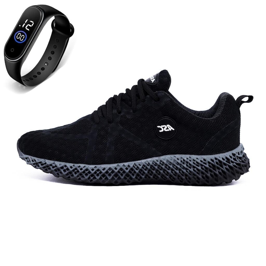 Tênis Masculino Cross Academia Caminhada Leve e Resistente + Relógio