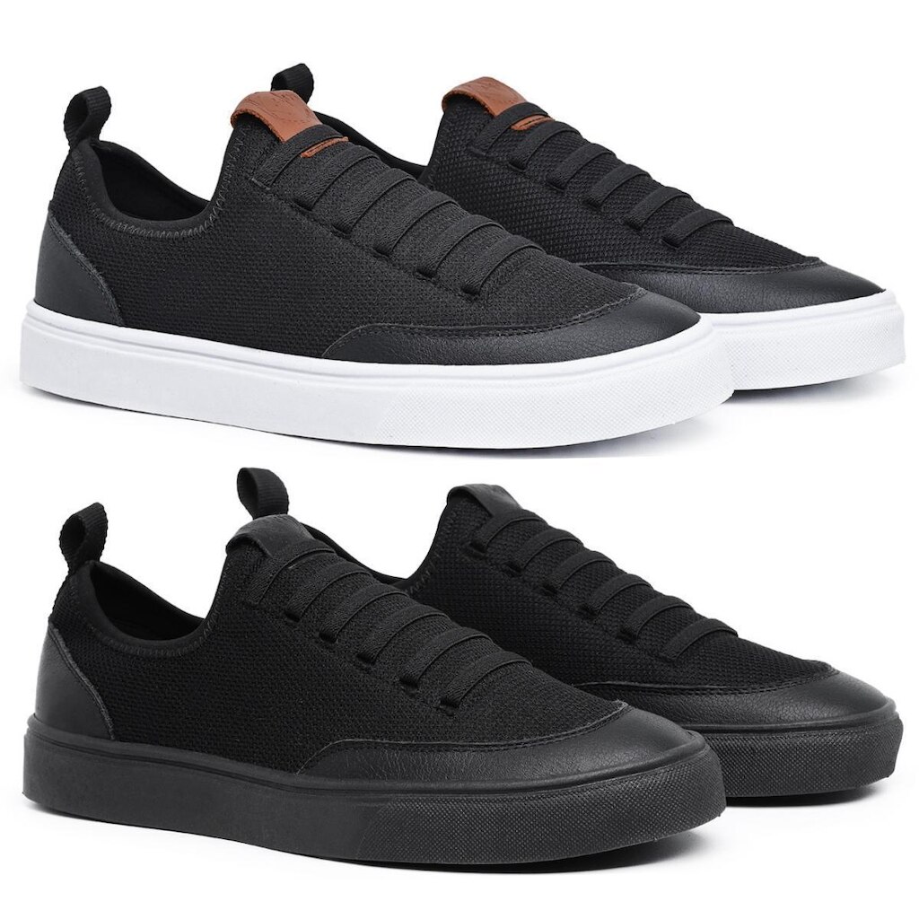 Tenis Sapatenis Cano Baixo Casual Calce Facil Academia Treino Confortável Leve Combo 2 Pares
