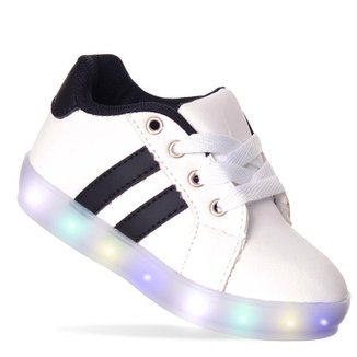 Tênis Sapato Led Luz Pisca Infantil Masculino Meninos Branco ou preto