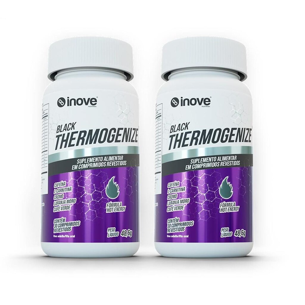 Termogênico Inove Nutrition Thermogenize Black - Cafeína + L-Carnitina + Cromo - 30 Cápsulas